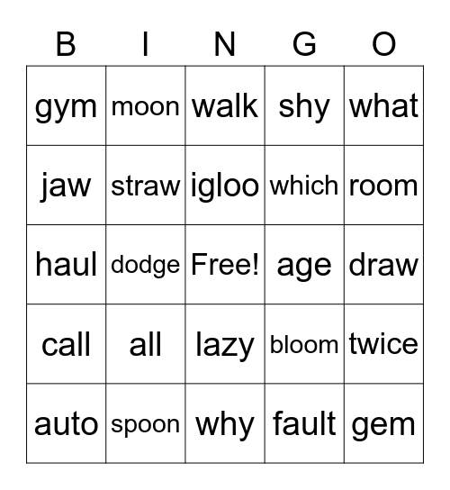 Reading Bingo Card