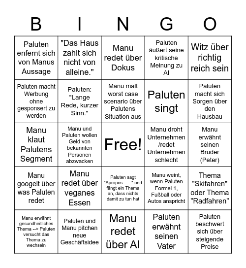 Kottbruder Bingo pt. 2 Bingo Card