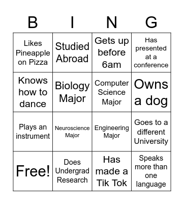 LSAMP Symposium Bingo Card