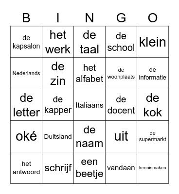 Kennismaken Bingo Card