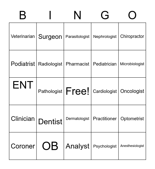 DOCTOR    BINGO Card