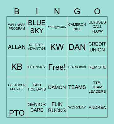 Welcome to BCBST Bingo Card