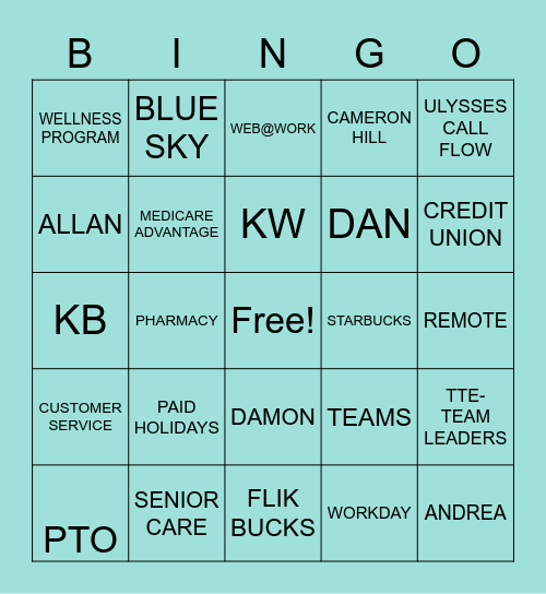 Welcome to BCBST Bingo Card