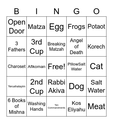 Seder Bingo Card