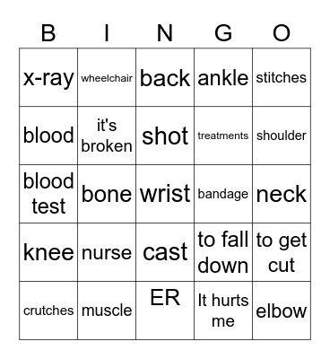 En el Hospital Bingo Card