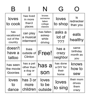 Do you know your co worker Bingo Card