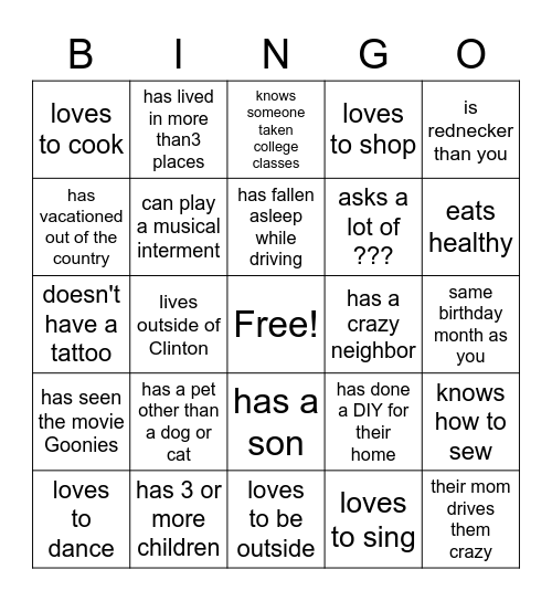 Do you know your co worker Bingo Card