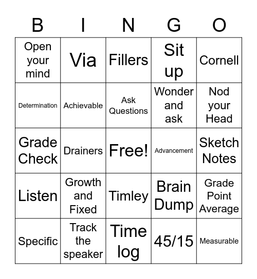 AVID Bingo! Bingo Card