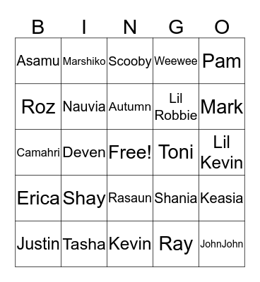 Freeman's Bingo  Bingo Card