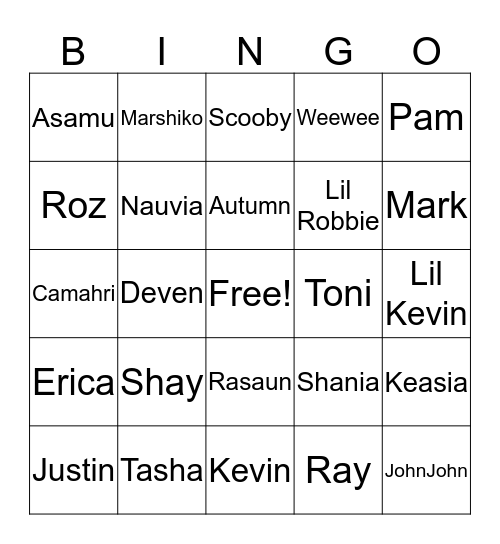 Freeman's Bingo  Bingo Card