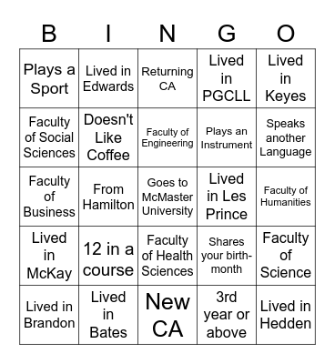 Find someone who is/has: Bingo Card