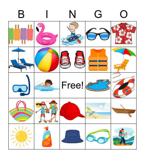 Sun Safety Bingo Card