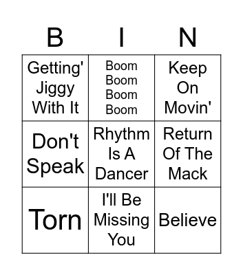 Back To The 90's Bingo Card