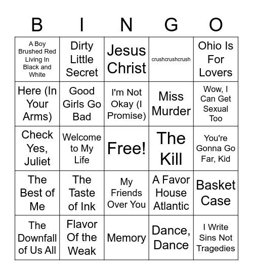 EMO BBS BLACKOUT Bingo Card