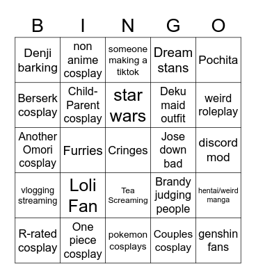 Anime Boston Bingo Card