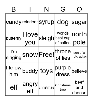 Elf bingo Card