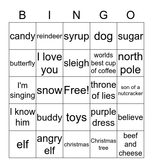 Elf bingo Card
