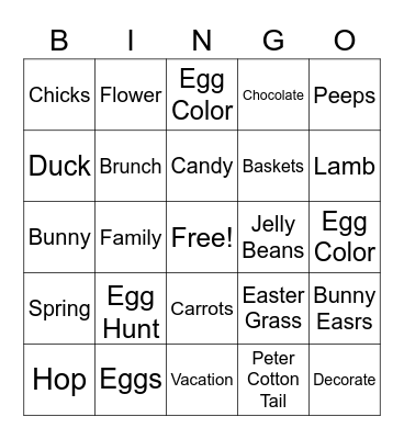 Bunny Bingo Card
