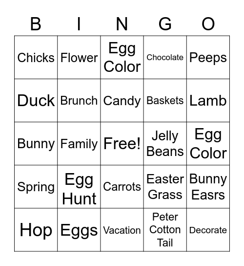 Bunny Bingo Card