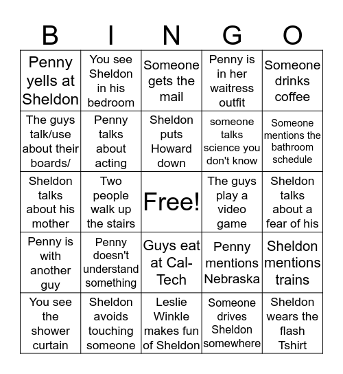 Big Bang Theory Bingo!!! Bingo Card