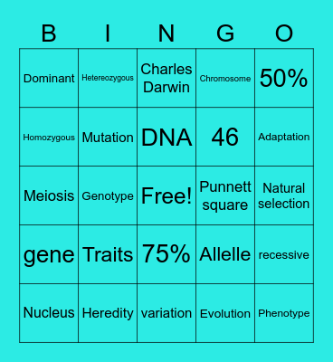 Genetics Bingo Card