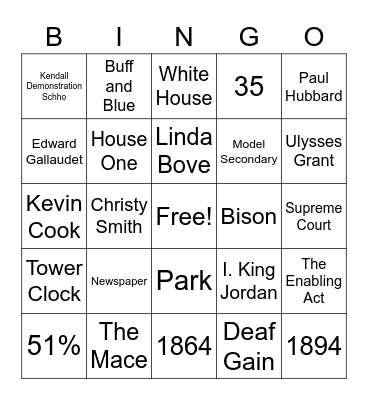 Gallaudet Bingo Card
