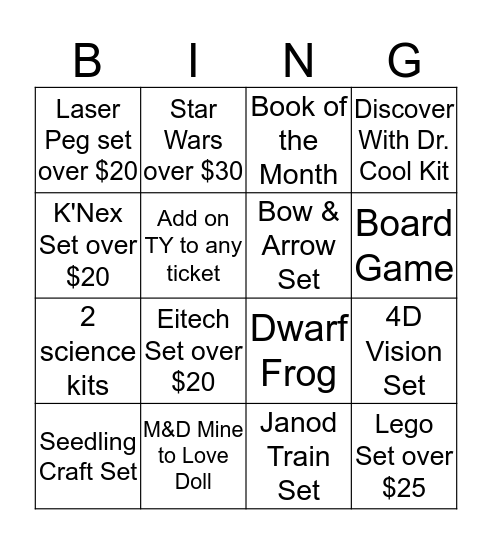 KT Bingo Card