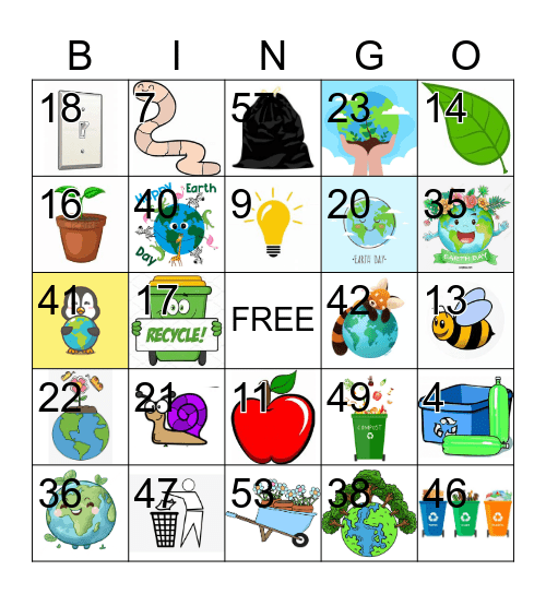 Earth Day Bingo Card