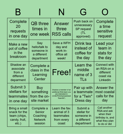 RSA BINGO! Bingo Card