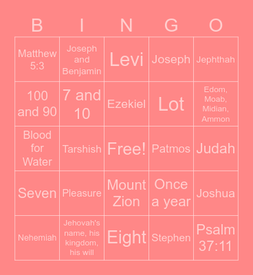 Bible Bingo Card