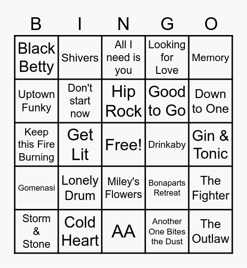 Dance Bingo Card