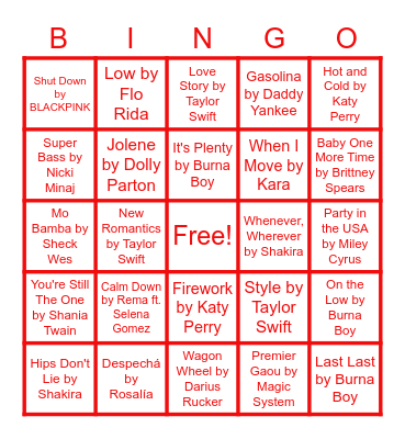 International Week Presents: Musical BINGO Card