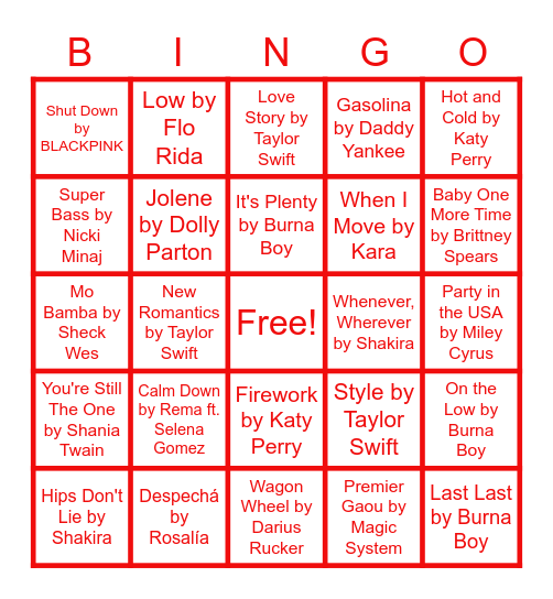 International Week Presents: Musical BINGO Card