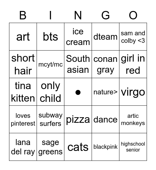 Riva's bingo Card