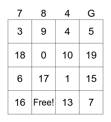 Numeros en español Bingo Card