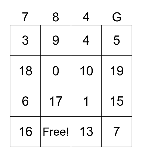 Numeros en español Bingo Card
