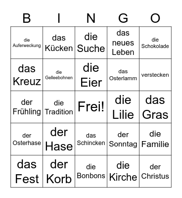 Ostern Bingo Card