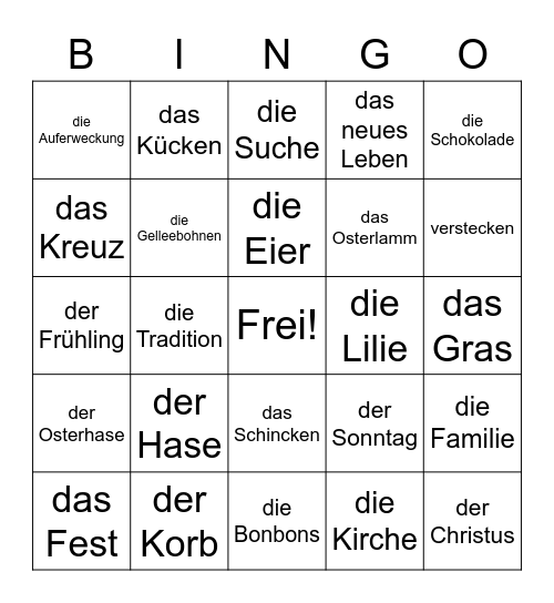 Ostern Bingo Card