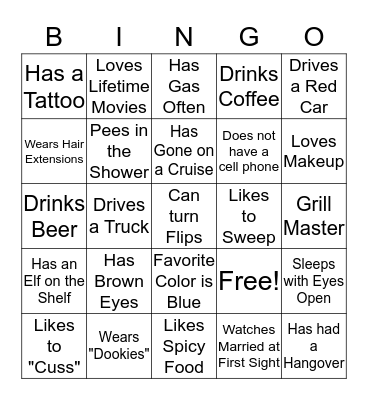 Brown People Bingo Card