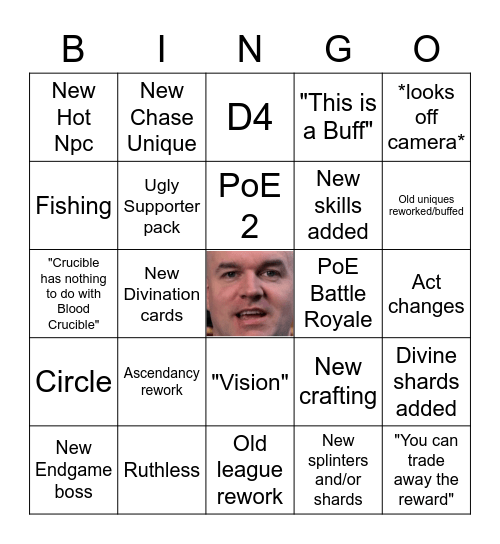 PoE Crucible Bingo Card