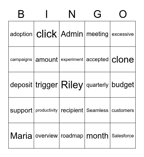 Produc c Bingo Card