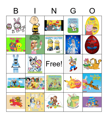 Easter Characters Bingo Card