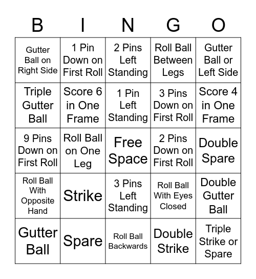 Bingo Bowling Bingo Card
