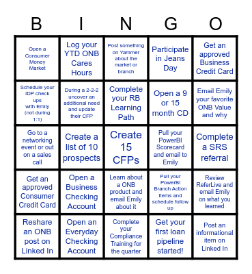 Q2 Challenge Bingo Card
