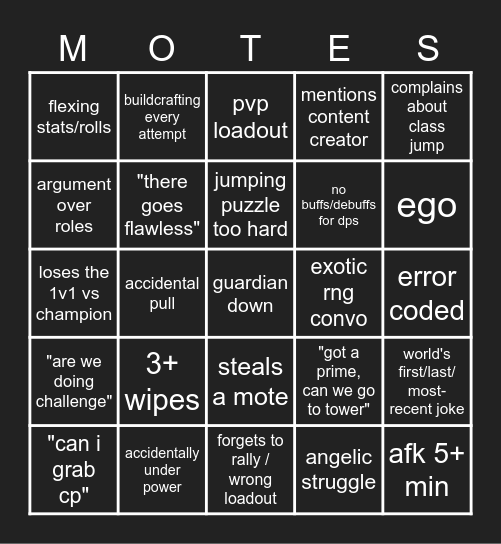 LFG Garden of Salvation Bingo Card