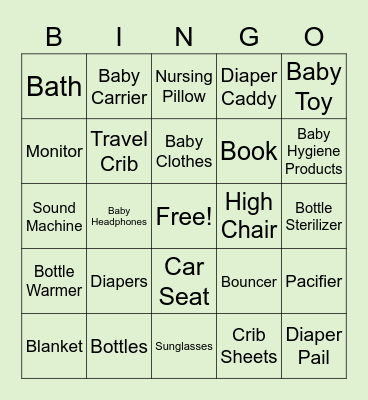 Baby Bingo Card