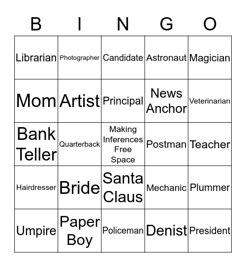 Who Am I? Bingo Card