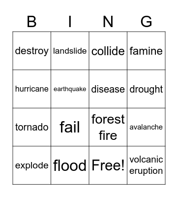 Sol.Pre Inter words revision Bingo Card
