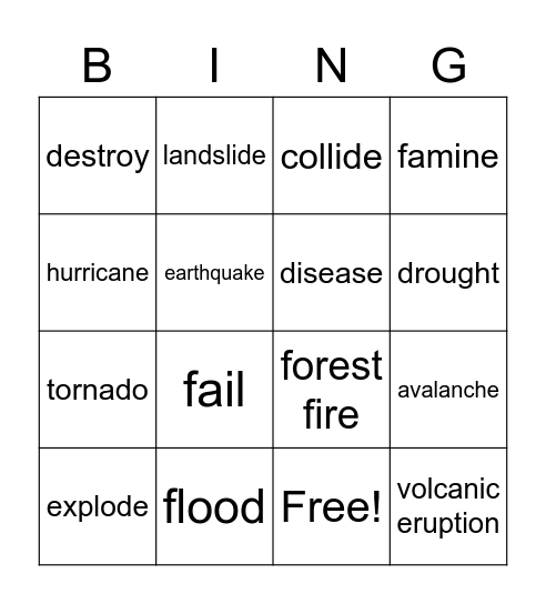 Sol.Pre Inter words revision Bingo Card