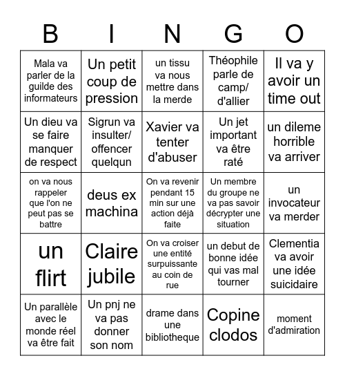 sidoris session 6 Bingo Card